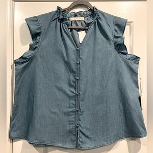 Fair Haven Denim Ruffle Sleeve Top Size 2X